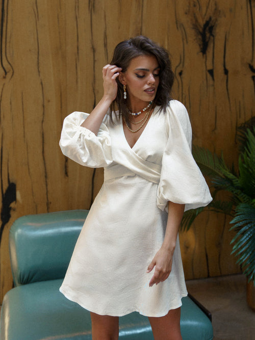 LINEN DRESS "ICE CREAM" IN IVORY