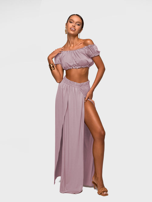 SET JANNET TOP AND SKIRT POWDERY LAVENDER