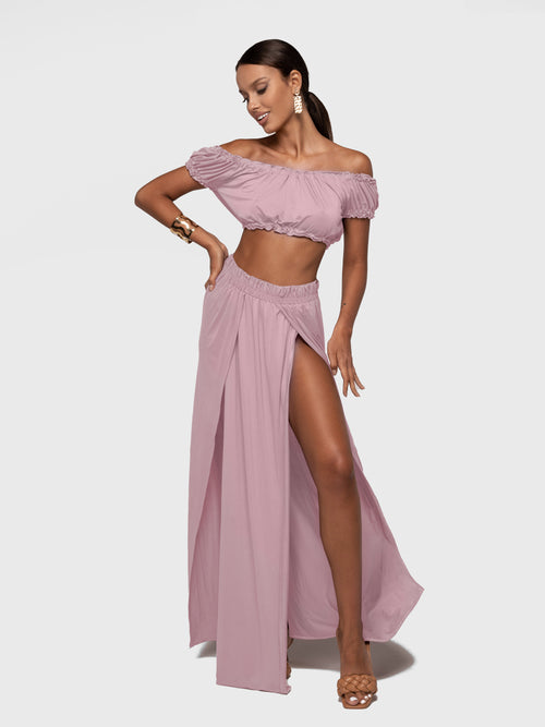 SET JANNET TOP AND SKIRT POWDERY LAVENDER