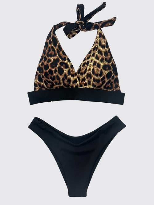 BIKINI "SIMBY" LEOPARD PRINT AND BLACK
