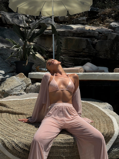 SET JANNET SOFT POWDER PINK MESH