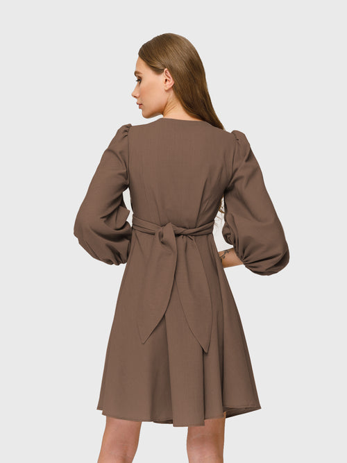 LINEN DRESS "ICE CREAM" IN DARK CHOKOLATE