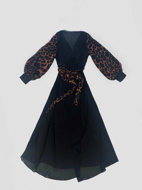 TUNIC TIARA BLACK WITH LEOPARD