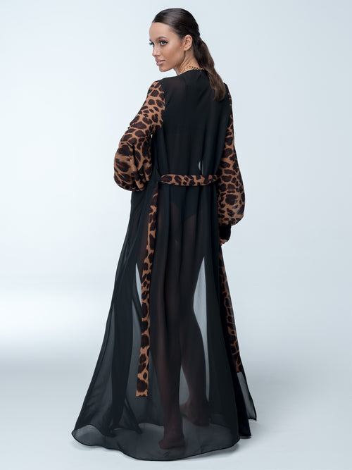 TUNIC TIARA BLACK WITH LEOPARD