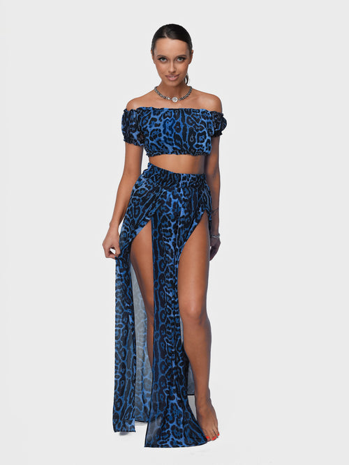 SET JANNET BLUE LEOPARD