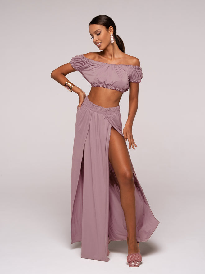 Summer Set Jannet by Balibikini: Puff Sleeve Top and Long Skirt with Slits