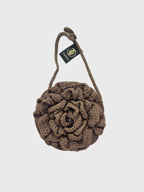 Knitted bag Mocha Mousse Flower Rose
