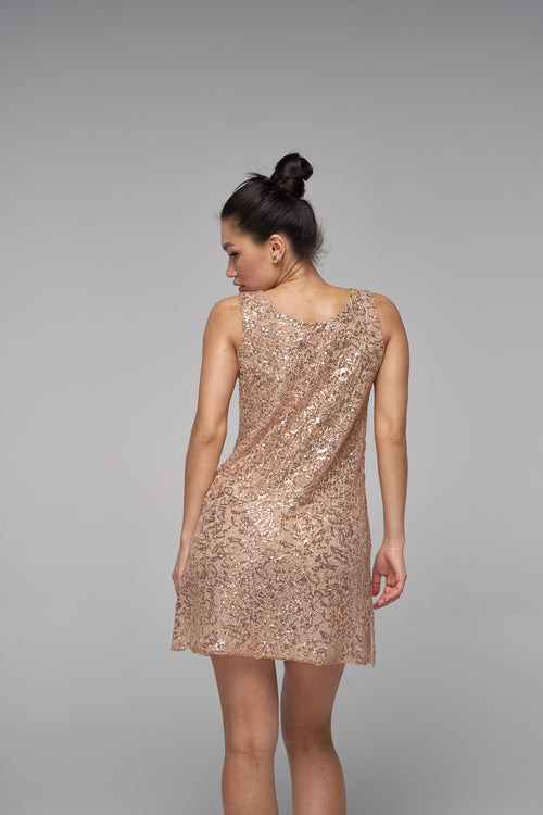 Sexy stylish beach TUNIC SEQUINS TAN NUDE