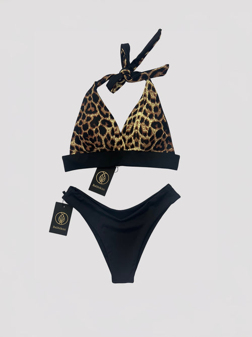 BIKINI "SIMBY" LEOPARD PRINT AND BLACK