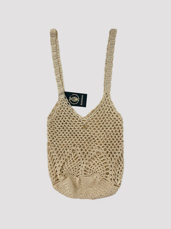 Crocheted Mesh Bag Beige