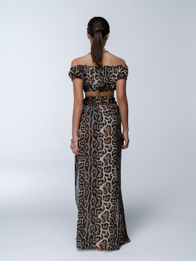 SET JANNET TOP AND SKIRT LEOPARD PRINT