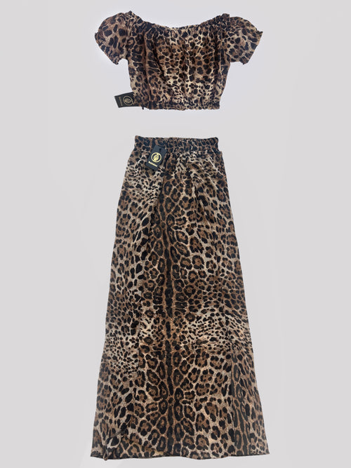 SET JANNET TOP AND SKIRT LEOPARD PRINT